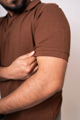 Brown Ribbed Polo