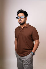 Brown Ribbed Polo