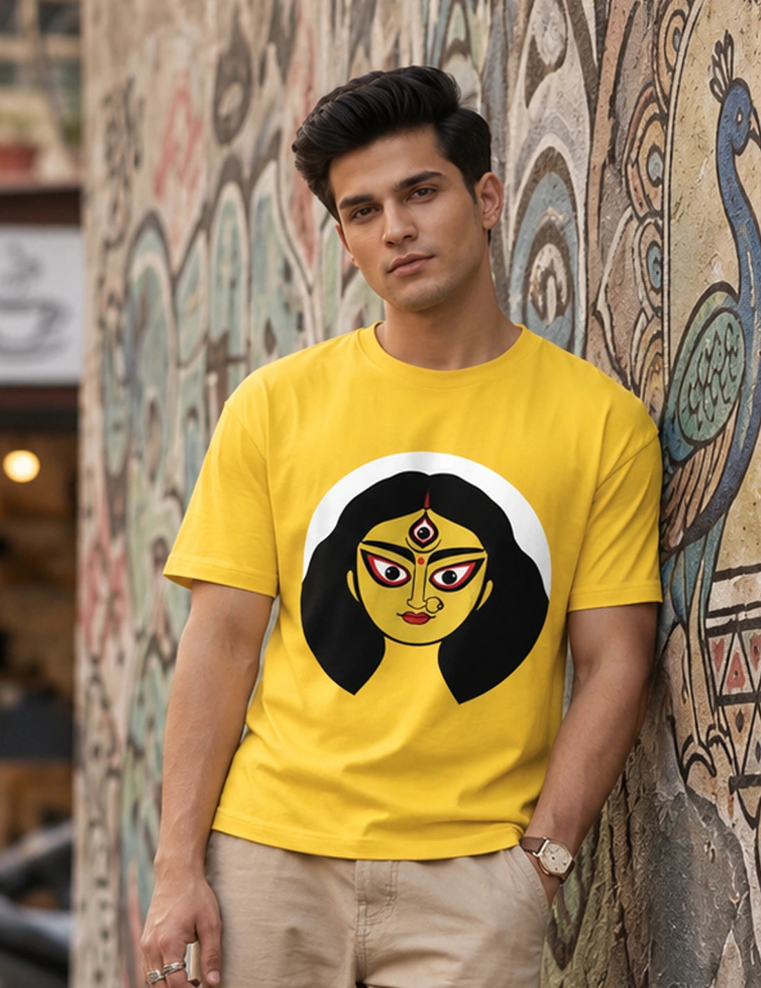 Maa durga | Bong Graphic Tees | Yellow