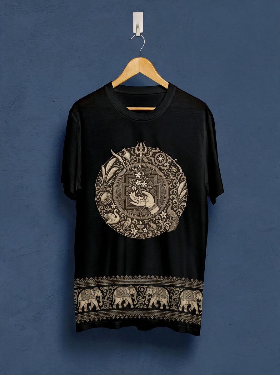 Sacred Lotus Mandala Heritage T-Shirt