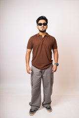Brown Ribbed Polo