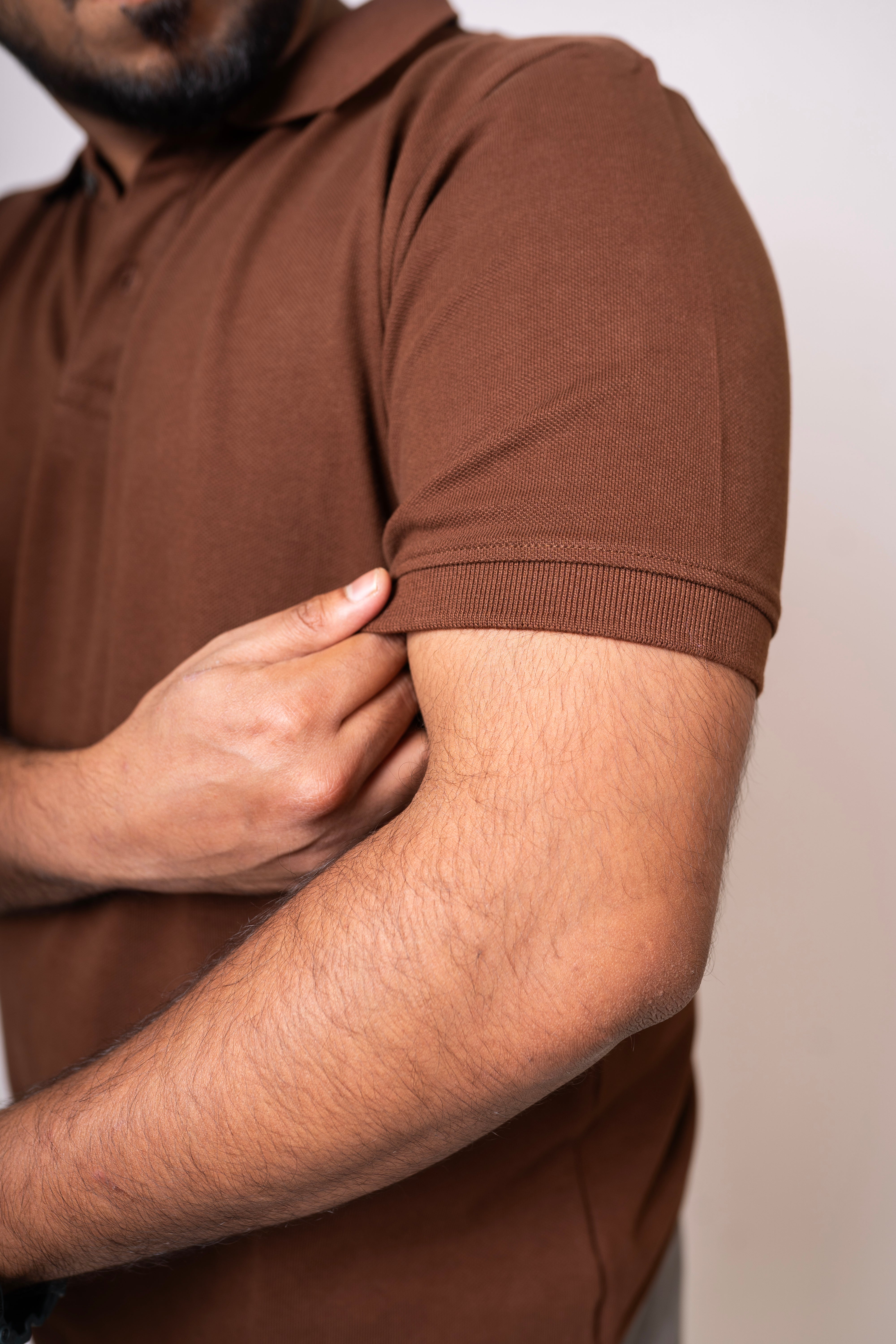 Brown Ribbed Polo