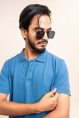 Petrol Blue Pique Polo