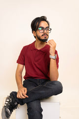 Maroon Pique Polo