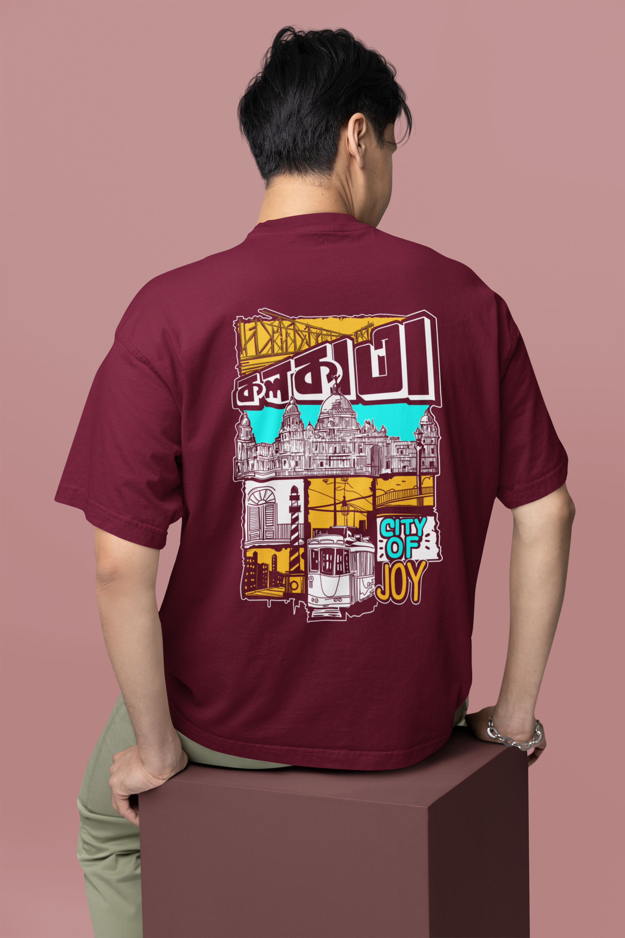 kolkata -city of joy oversize graphic tshirt | BENGALI GRAPHICS TSHIRT |