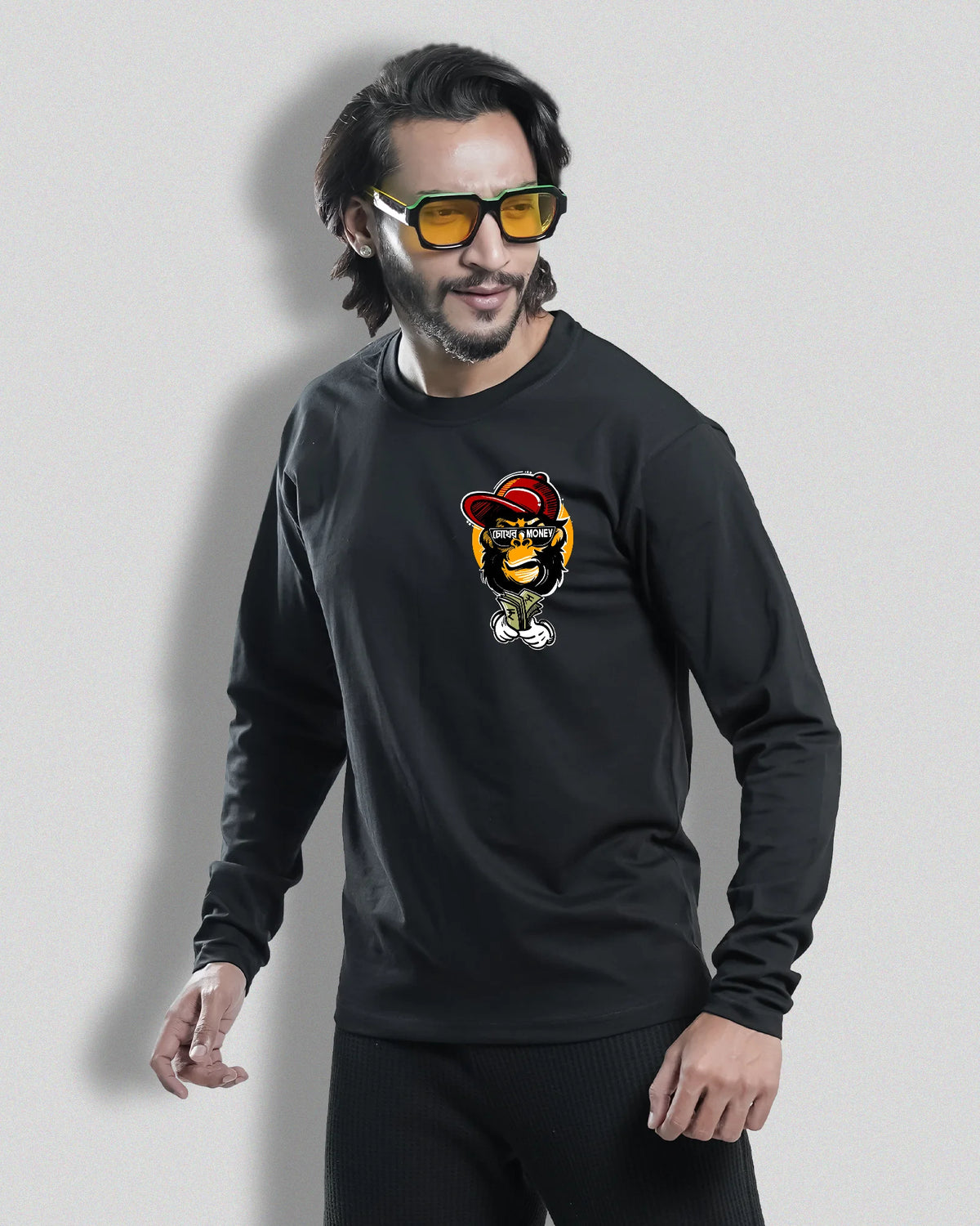 chokher money  | Bong Full sleeve T-shirt | Black