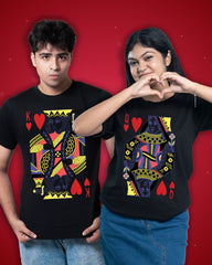 king Queen Black| bengali graphic couple tshirt