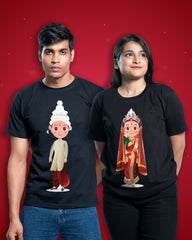 korta ginni Black| bengali graphic couple tshirt