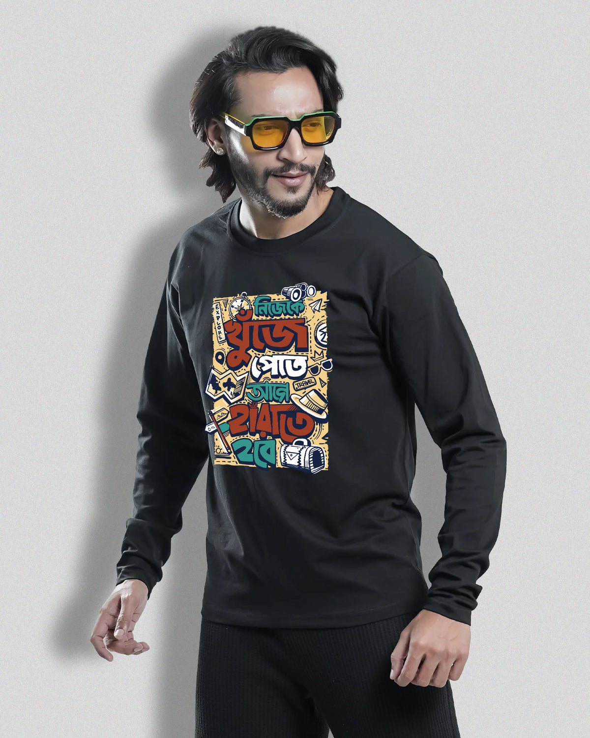 nijeke | Bong Full sleeve T-shirt | Black